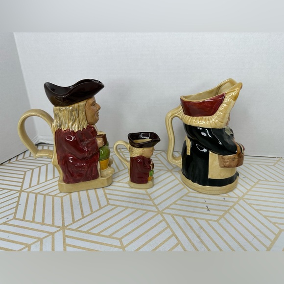 Vintage Toby Jugs Wood & Sons Mr. Philpot & Betsy w/ Jr Jug No.2 England Mugs - Picture 7 of 13